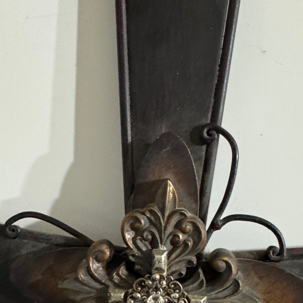 Elegant Large Metal Black and Brown Wall Cross Decor - Picture 5 of 8